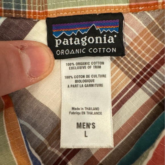 Patagonia Mens Shirt Red ORGANIC Cotton Button Up Outdoor Hiking Plaid - L - Picture 3 of 14